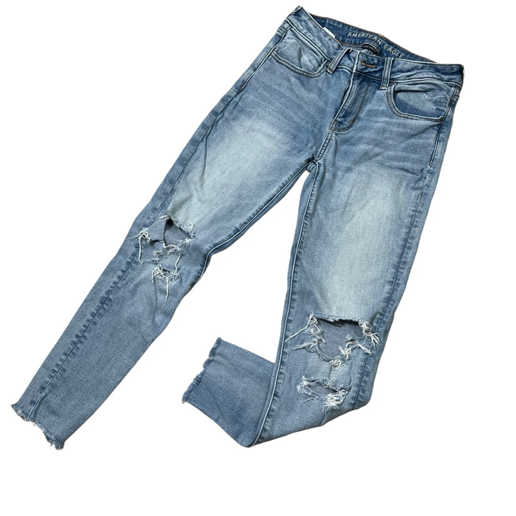 American Eagle Jegging Distressed Raw Hem High Rise